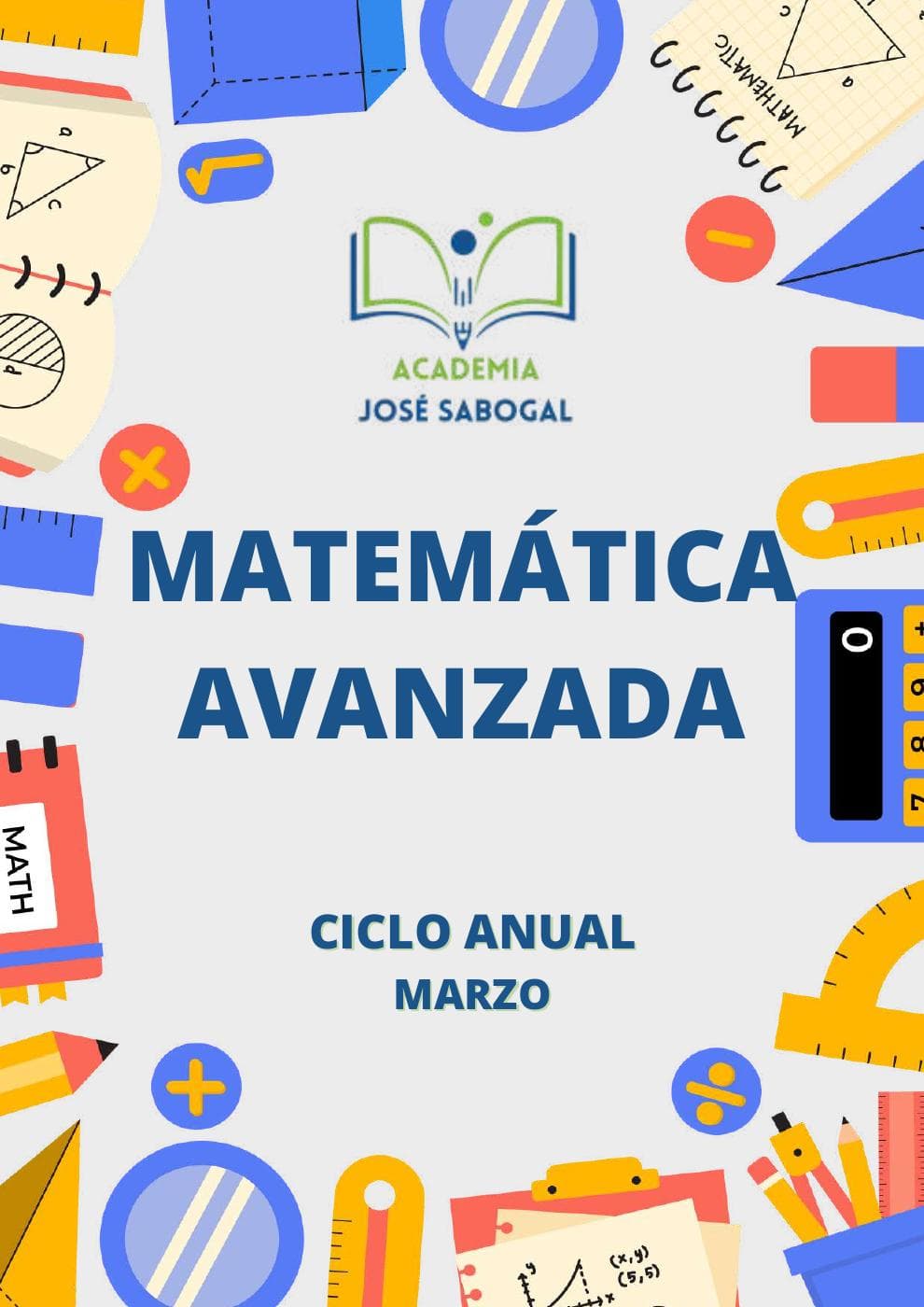 Carátula del libro: Matemática Avanzada - Marzo 2024 de la Academia José Sabogal